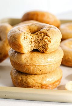 a stack of doughnuts sitting on top of each other