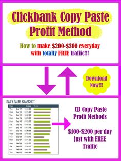 a poster with the words clickbank copy pastee and how to make $ 200 every day