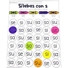 a spanish word search game with markers and crayons