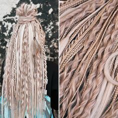 Champagne Blonde Set of Synthetic Braids and Dreads, Faux Dreadlocks, Boho Hair - Etsy Faux Dreads, Cute Dreads, Champagne Pink, Dreadlock Styles