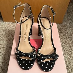 New With Box! Never Found An Occasion To Wear Them. Beautiful Shoes, Would Love For Them To Be Enjoyed! Polka Dot Heels, Ankle Strap Sandals Heels, Kate Spade Shoes, Black Polka Dot, Heeled Sandals, Beautiful Shoes, Kate Spade New York, Shoes Women Heels, Fashion Inspiration