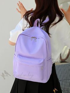 Bird in Bag - Solid Color School Style Backpack Combination, Student Schoolbag Back-to-School Special Schoolbag, College Student, High School Student and Purple Bags With Large Capacity For Study, Large Capacity Purple Bag For Back To School, Purple Large Capacity Backpack For Study, Back To School Large Capacity Purple Bag, Purple Shoulder Backpack For Daily Use, Purple Shoulder Backpack For School, Casual Purple Bag, Purple Softback Backpack For Daily Use, Purple Softback Student Backpack