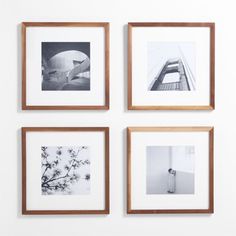 four framed photographs hang on the wall next to each other