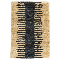 an area rug with blue and beige stripes on the bottom, in various sizes and colors