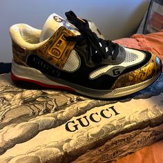 Brand New Gucci Sneakers Size 7 Never Been Worn Designer Custom Sneakers With Logo Print For Streetwear, Designer Custom Low-top Sneakers, Designer Custom Sneakers For Streetwear, Gucci Sneakers, Womens Shoes Sneakers, Shoes Sneakers, Gucci, Brand New, Women Shoes