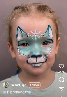 Cute Animal Face Paint, Sven Face Paint, Winter Wonderland Face Paint, Easy Christmas Face Painting Ideas, Holiday Face Paint, Winter Facepainting, Christmas Face Painting For Kids, Penguin Face Paint, Snowman Face Paint