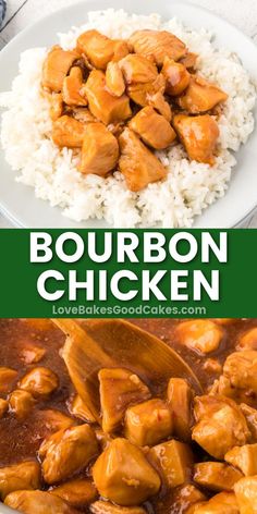 Bourbon Chicken pin collage Food Court Bourbon Chicken, Bourbon Chicken Recipe, Facebook Recipes, Bourbon Chicken, Chicken Noodles, Favorite Recipes Chicken, Chinese Restaurants, Chinese Cooking Recipes, Dinner Entrees