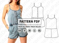 a women's jumpsuit sewing pattern is shown