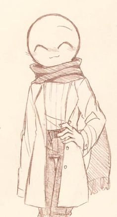 a drawing of a person wearing a coat and scarf