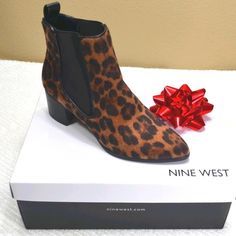 Nine West Tayep 2 Cheetah Print Faux Fur Block Heel Ankle Boots/Booties. Gold Metal Accent. 4.5" Tall And 2" Heels Height. Size 6. New In Box. Nib / Nwt Please, Zoom-In Pictures For The Best Description And Details (A Picture Says More Than A Thousand Words) And Ask Any Clarifying Question Or Concern That You Might Have. Block Heel Ankle Boots, Chelsea Ankle Boots, Heel Ankle Boots, Nine West Shoes, Cheetah Print, Nine West, Block Heels, Bootie Boots, Gold Metal