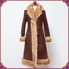 THE HOLY GRAIL OF 70s shearling sheepskin PRINCESS COATS Size SMALL ⫸ Extremely Rare find !  Penny Lane Style! ⫸ AMAZING timeless design ⫸ One of a kind piece of wearable art. 100% handmade ⫸ True Vintage! 60's 70's Era ⫸ Condition: Beautiful pre-loved vintage condition. Without any odors. There are some signs      of wear that come with this piece having a past-life, but it's      really nothing noticeable while wearing. There are some variations in the suede which you can see in      the pictu Vintage Shearling Fur Coat With Faux Fur Trim, Vintage Sheepskin Fur Coat For Cold Weather, 70s Fur Coat, Florence Welch Style, Afghan Coat, Penny Lane Coat, Seventies Fashion, Sheepskin Coat, Vintage Afghan