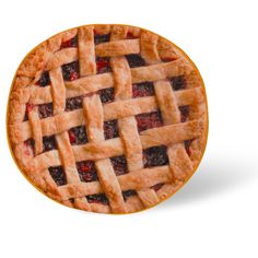 a close up of a pie on a white background with no image to describe it