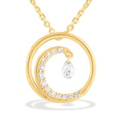 14K Yellow Gold Wave Shimmer Pendant with 0.09 Carats (total weight) of Pavé Set Diamonds and a 0.10 Carat Shimmer Diamond. Total weight: 0.19 Carats. 17" 14K Yellow Gold Chain included. The pendant measures approximately 5/8" in diameter. Beaches In Hawaii, Wave Necklace, Gold Waves, Detailed Jewelry, Diamond Chain, Fine Jewels, Yellow Gold Chain, Pave Diamonds, Gold Chain