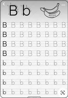 the letter b worksheet with an image of a banana and letters to write