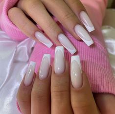 White French Nails, Coffin Nails Ombre, Dream Nails, French Tip Nails, Purple Nails, Powder Nails, Long Acrylic Nails