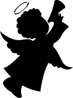 the silhouette of an angel holding a trumpet