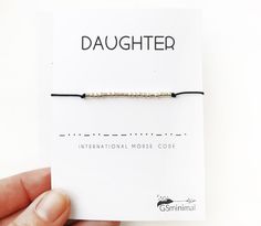 Morse code Daughter bracelet * Birthday gift * Christmas gift * Girls Bracelet gift * Sterling Silver A Morse code is a unique way to express and share your thoughts and feelings. Wear it as a daily reminder of your secret message. A dainty piece of jewelry with a secret message, that only you and recipient will know. The perfect gift for yourself or your loved ones. D E T A I L S ---------------- This listing is for ONE bracelet presented on a message card with coded word ''DAUGHTER''. It is ma Kabbalah Bracelet, Code Morse, Mother Daughter Bracelets, Morse Code Bracelet, Morse Code, Healing Crystal Jewelry, Christmas Gifts For Girls, Secret Messages, Wish Bracelets