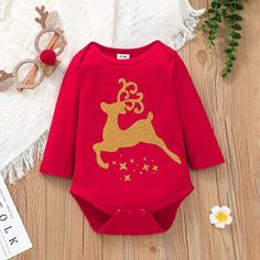 Baby Girls Christmas Long Sleeve Jumpsuit Mesh Skirt Set - PrettyKid Deer Outfit, Autumn Sleeve, Toddler Girl Outfit, Kids Boutique Clothing, Fashionable Baby Clothes, Baby Christmas, Mesh Skirt, Fall Kids