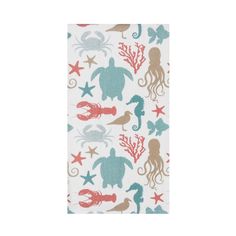 a towel with sea animals on it and starfishs, octopuses, and other marine creatures