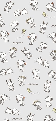 the peanuts are all different sizes and colors on this gray wallpaper mural, which features snoop