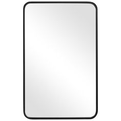 a rectangular mirror with black frame on a white background, it is blank for the image