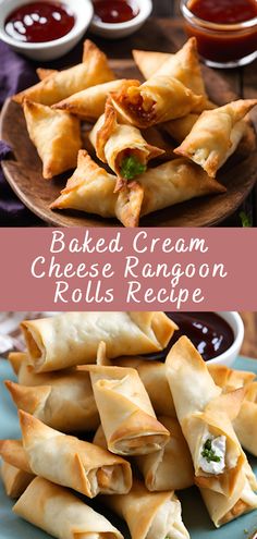 baked cream cheese rangoon rolls recipe on a plate