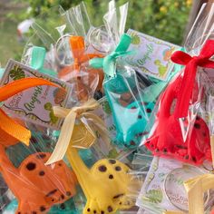 several small candy bags in the shape of birds