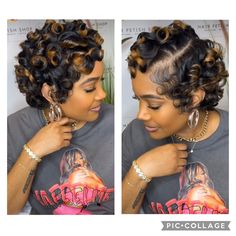 Perm Rod Set On Relaxed Hair, Roller Set Natural Hair Short, Roller Set Natural Hair, 27 Piece Hairstyles, Sweet Hairstyles, Short Weave Hairstyles, Short Sassy Haircuts, Girl Hair Colors