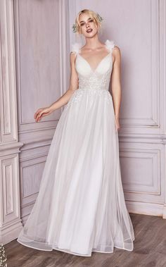 Cinderella Divine CD971W Off White Semi Formal Wedding, Backless Gown, A Line Bridal Gowns, Cinderella Divine, Princess Gown, Special Dresses, Full Length Dress, Long Wedding Dresses, A Line Gown