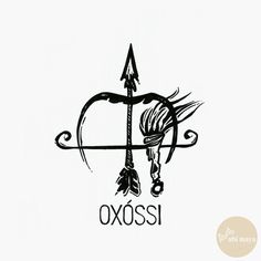 the logo for oxossi is drawn in black ink on a white paper background