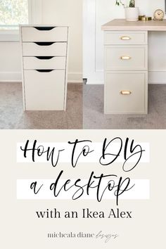 how to diy a desk with an ikea alex dresser in white and gold