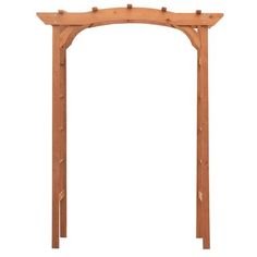 a wooden arbor with an arched design on the top and bottom part, against a white background