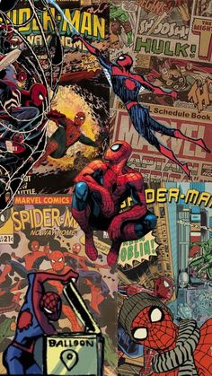 the cover to spider - man vol 1, with many different covers and images on it