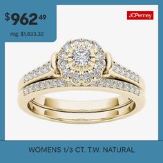 a woman's engagement ring and wedding band with the price $ 692 99