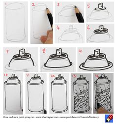 step by step instructions on how to draw a spray can