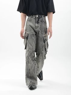 Step into the effortlessly cool vibe with our Acid Wash Cargo Pocket Wide-Leg Jeans, the ultimate blend of comfort and streetwise style. Crafted from durable fabric, these trousers boast a high waist, a straight-foot cut, and are detailed with functional cargo pockets for a utilitarian edge. The acid wash effect lends a vintage feel, while the no-stretch design maintains a structured look. Perfect for those who appreciate the fusion of form and function in their wardrobe. Easily dressed up with Urban Straight Leg Cargo Pants, Urban Cargo Pants With Relaxed Fit And Straight Leg, Urban Cargo Pants With Relaxed Straight Leg, Urban Cargo Pants With Five Pockets For Fall, Urban Style Relaxed Fit Straight Leg Cargo Pants, Urban Relaxed Fit Straight Leg Cargo Pants, Urban Straight Leg Relaxed Fit Cargo Pants, Urban Baggy Cargo Pants With Five Pockets, Urban Cargo Jeans With Tapered Leg And Hip Pockets