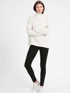 High-Rise Ponte Legging | Banana Republic Dramatic Classic, Ponte Leggings, Best Mom, Black Leggings, Zipper Pocket, Banana Republic, Knitted Fabric, Knit Fabric, Full Length