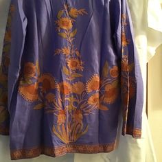 Lavender Wool Hand Embroidered In Dark Gold And Rust Florals Crewel Embroidered On Front, Back, And Sleeves Size 10 Coats Women, Dark Gold, Hand Embroidered, Coats For Women, Rust, Hand Crafted, Lavender, Jackets & Coats, Jackets For Women