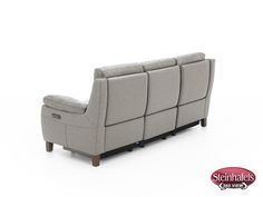 a reclining couch with the seat up and foot rest down on it's side