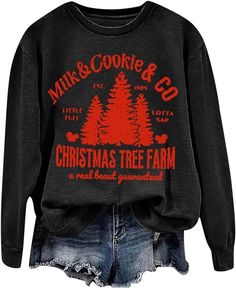 Letter Print Sweatshirt Merchandise Clothing Gift Pullover Funny Christmas Shirts For Women, Matching Ugly Christmas Sweaters, Christmas Sweatshirt Ideas, Plus Size Christmas Tops, Christmas Maternity Shirt, Christmas Pj Pants, Womens Christmas Tops, Christmas Shirts For Women, Red Christmas Sweater