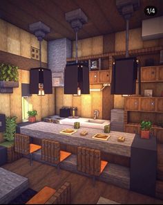 Minecraft Restaurant, Chalet Minecraft, Mansion Minecraft, Minecraft House Interior, Villa Minecraft, Minecraft Kitchens, Interior Minecraft