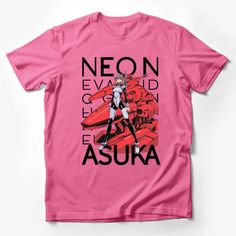 Neon Asuka Anime Graphic T-Shirt, Red Mecha Design, Unisex Manga Tee, Vintage Robot Art Shirt, Cool Anime Lover Gift Male T-Shirt Custom graphic T-Shirt.Customize your color Red Anime Graphic T-shirt, Pink Graphic Design Top For Fans, Pink Short Sleeve Shirt With Character Print, Pink Graphic Tee With Character Print, Pink Crew Neck T-shirt With Pop Culture Style, Pink Pop Culture T-shirt With Crew Neck, Pink Pop Culture T-shirt With Screen Print, Pink Fan Merchandise T-shirt With Character Print, Red Pop Culture Fan Merchandise Shirt