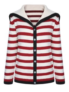 Red 1940s Stripe Sailor Collar Sweater Coat | Retro Stage Sailor Jacket, Retro Stage, Sailor Style, Sailor Fashion, Sailor Collar, Knitted Wit, Collared Coat, Style Sweater, Sweater Coat