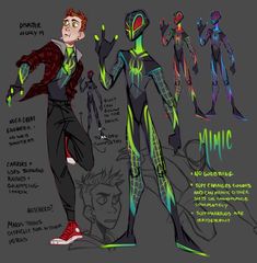 an image of some character designs for the animated movie's upcoming film, spider - man