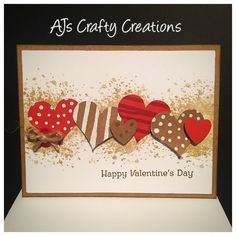 a valentine's day card with hearts and polka dots on it, as crafty creations