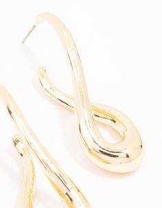 For a modern addition to your stack, style these gorgeous gold-toned hoop earrings. These unique hoops feature an interlocking, infinity-inspired design. Backing Type: Post Back Weight: 21.8g | Lovisa Gold Infinity Hoop Earrings Infinite Hoop Earrings, Gold Infinity Hoop Earrings, Affordable Gold Spiral Hoop Earrings, Interlocking Bold Hoop Earrings, Luxury Modern Twist Hoop Earrings For Formal Occasions, Luxury Minimalist Hoop Jewelry, Luxury Spiral Hoop Earrings For Gift, Nike Hoop Earrings, Luxury Internally Threaded Hoop Rings