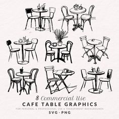 the table and chairs are drawn with black ink