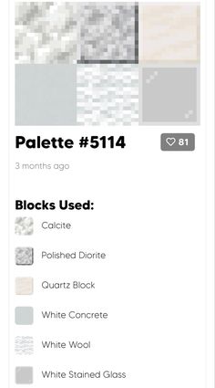 a white and gray color scheme with the text palette 514 blocks used in it