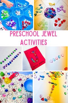 Letter J activities and crafts for preschool, pre-k, and kindergarten. Jewel counting, patterns, sorting, jewel sensory bin, free jellybean graphing worksheet, jellyfish craft, jack-o-lantern activities, letter J books for preschool, light table activities, alphabet activities for preschool Letter J Activity For Preschoolers, Letter J Preschool, Letter J Activities For Preschool, Preschool Light Table, J Activities, Alphabet Activities For Preschool, Light Table Activities, Letter J Activities, Books For Preschool