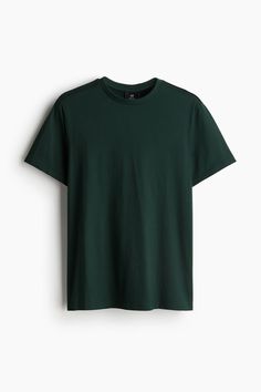 Regular-fit  comfortable T-shirt in lightweight cotton jersey with a classic silhouette. Round  ribbed neck and a straight-cut hem. Plain Green T Shirt, Cheap Plain Green T-shirt, H&m Cotton Relaxed Fit T-shirt, Green Plain Short Sleeve T-shirt, H&m Black Cotton T-shirt, Maternity Swimwear, Baby Trend, Blazer Vest, Suits And Jackets